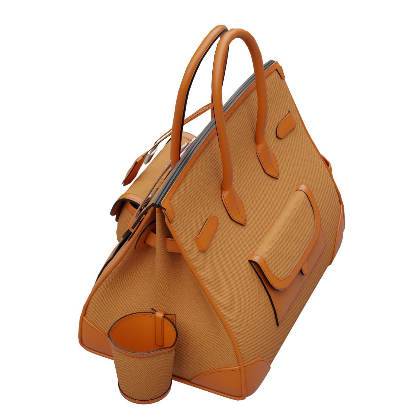 Birkin Cargo Toile Goeland Swift 35 Leather Bag Low-poly 3D model_8