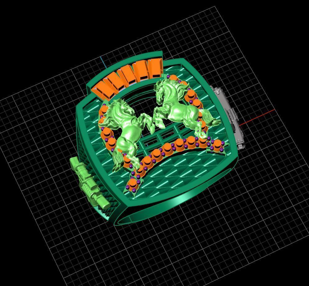 Anillo armas caballos 3D print model_1