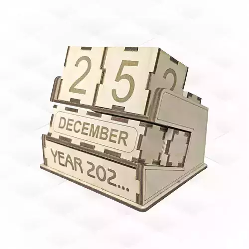 Desk Perpetual Calendar svg dxf design for laser cutting 3D print model