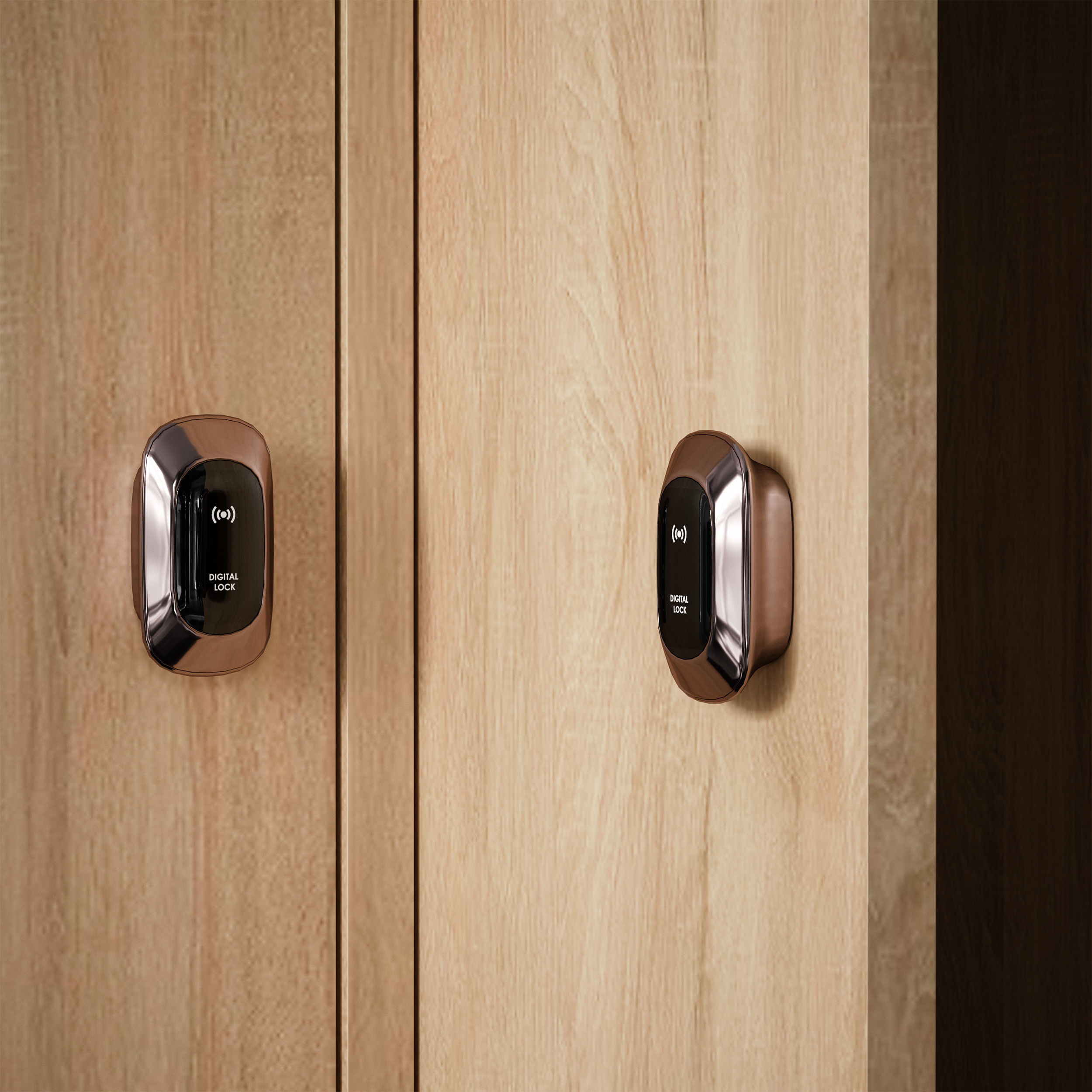 Wooden locker for changing room with electronic lock 3D model_14