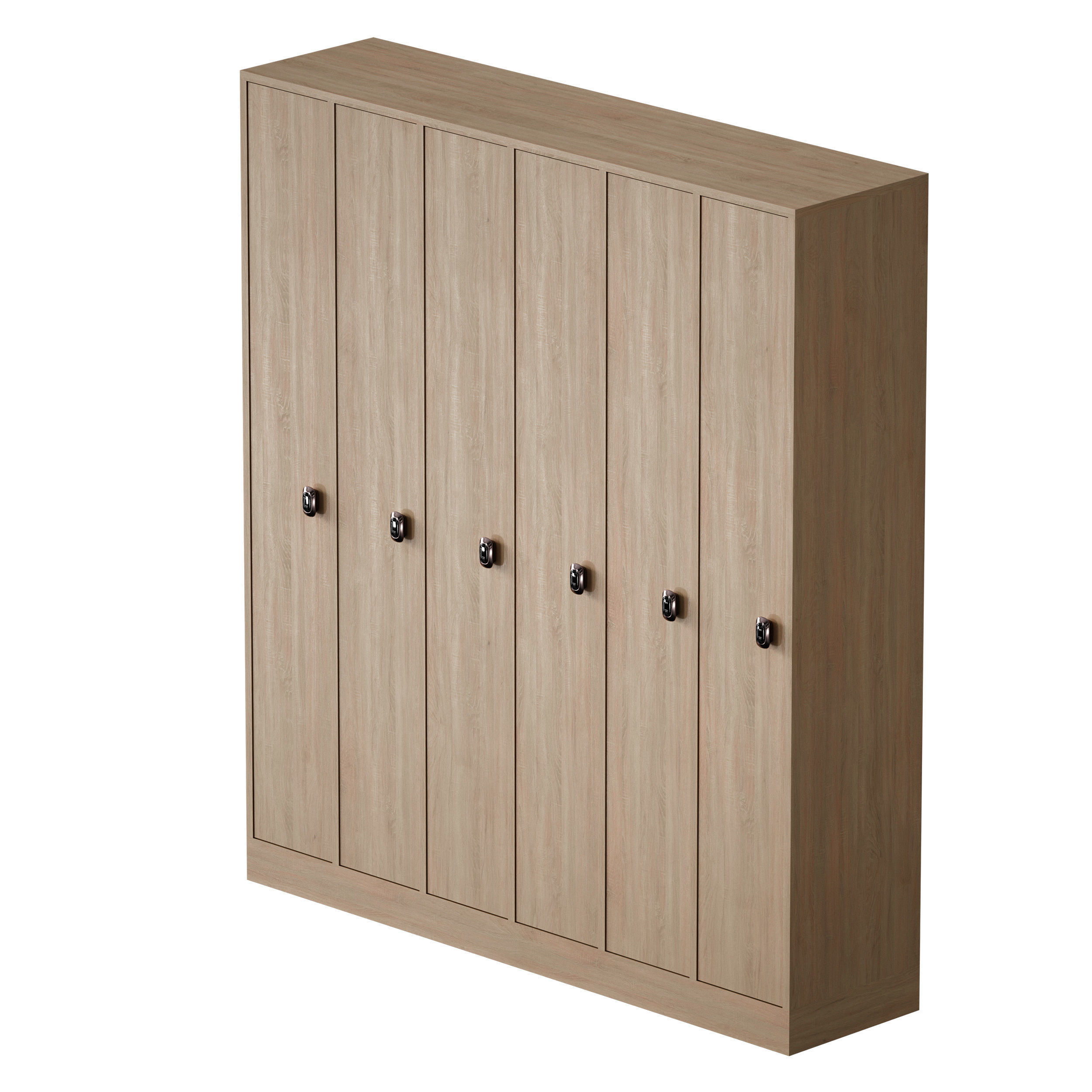 Wooden locker for changing room with electronic lock 3D model_8
