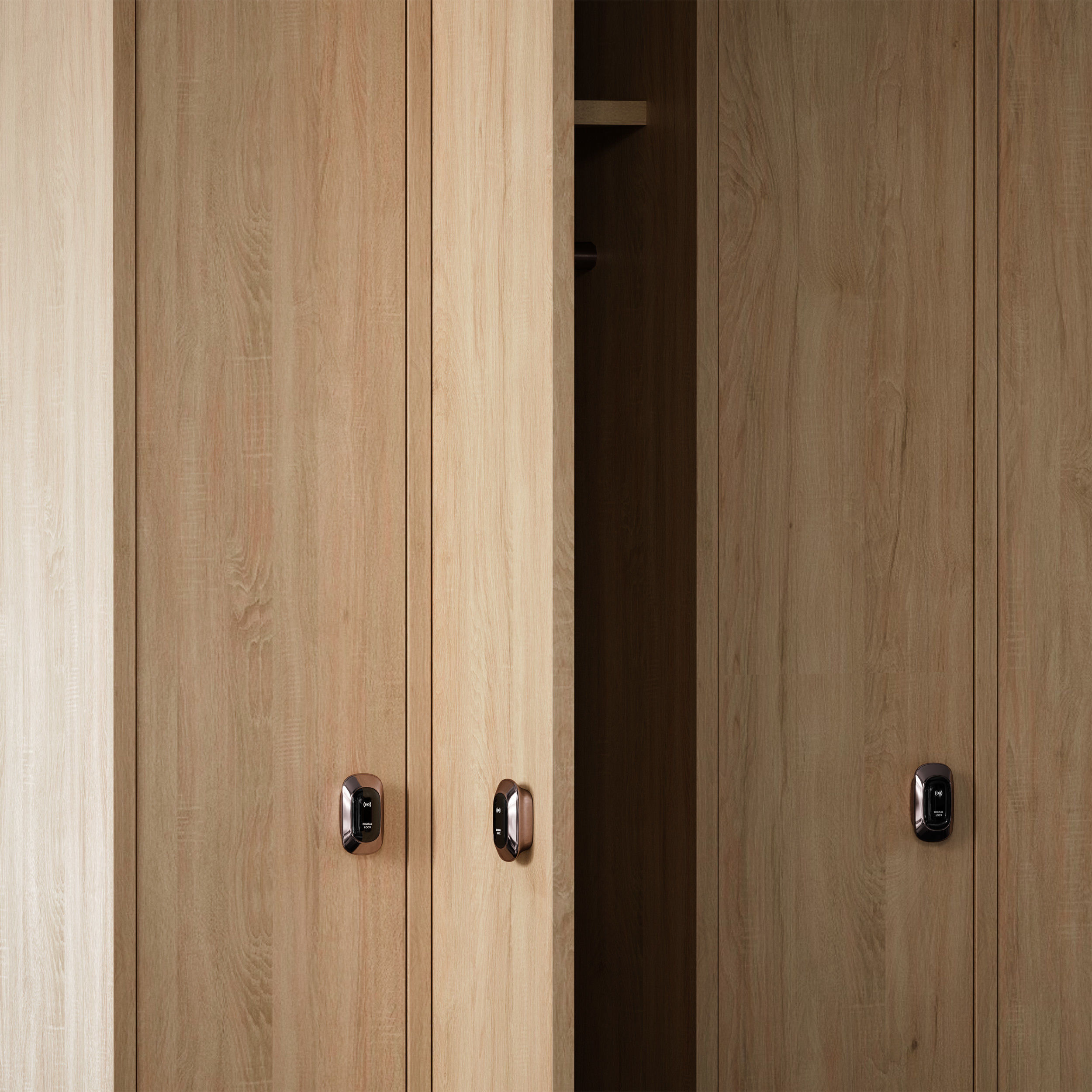 Wooden locker for changing room with electronic lock 3D model_18