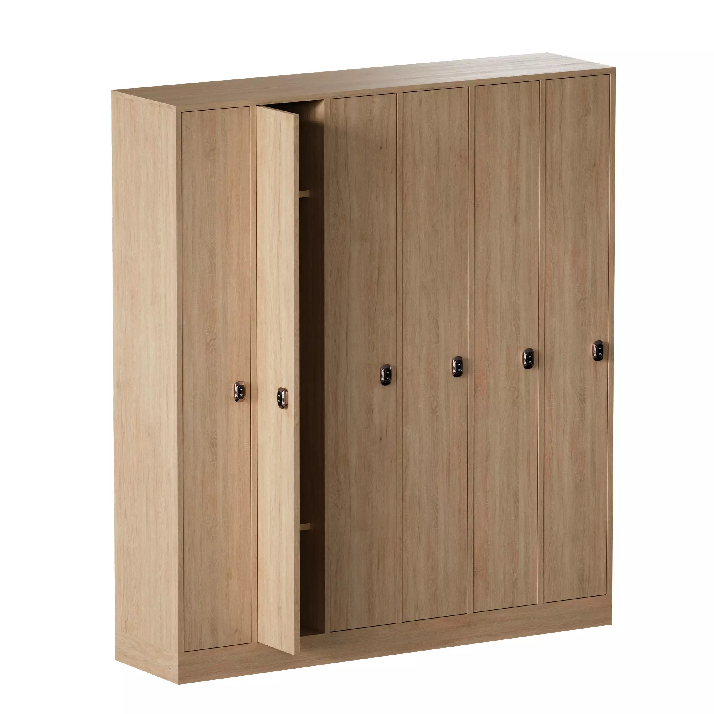 Wooden locker for changing room with electronic lock 3D model_0