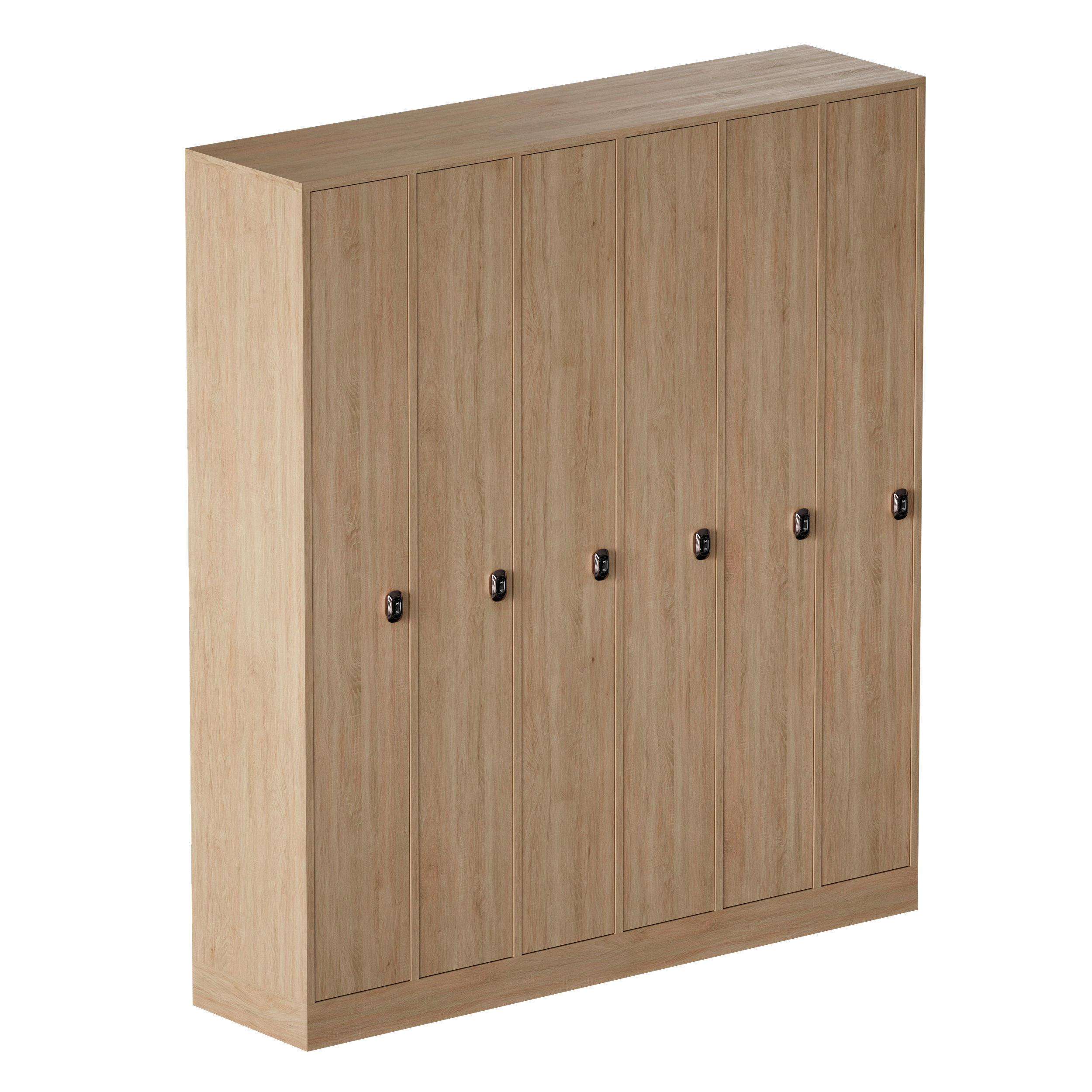 Wooden locker for changing room with electronic lock 3D model_2