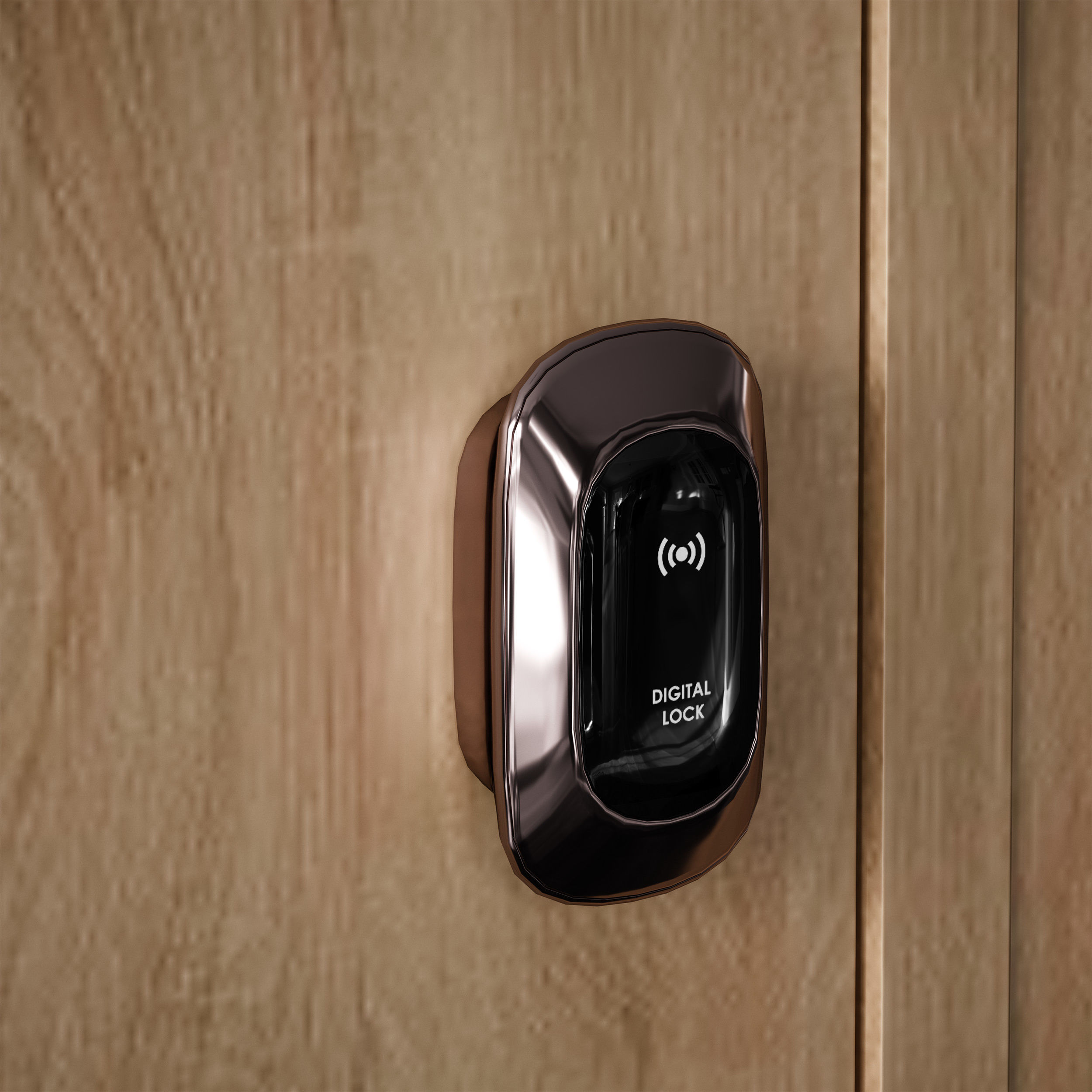 Wooden locker for changing room with electronic lock 3D model_9