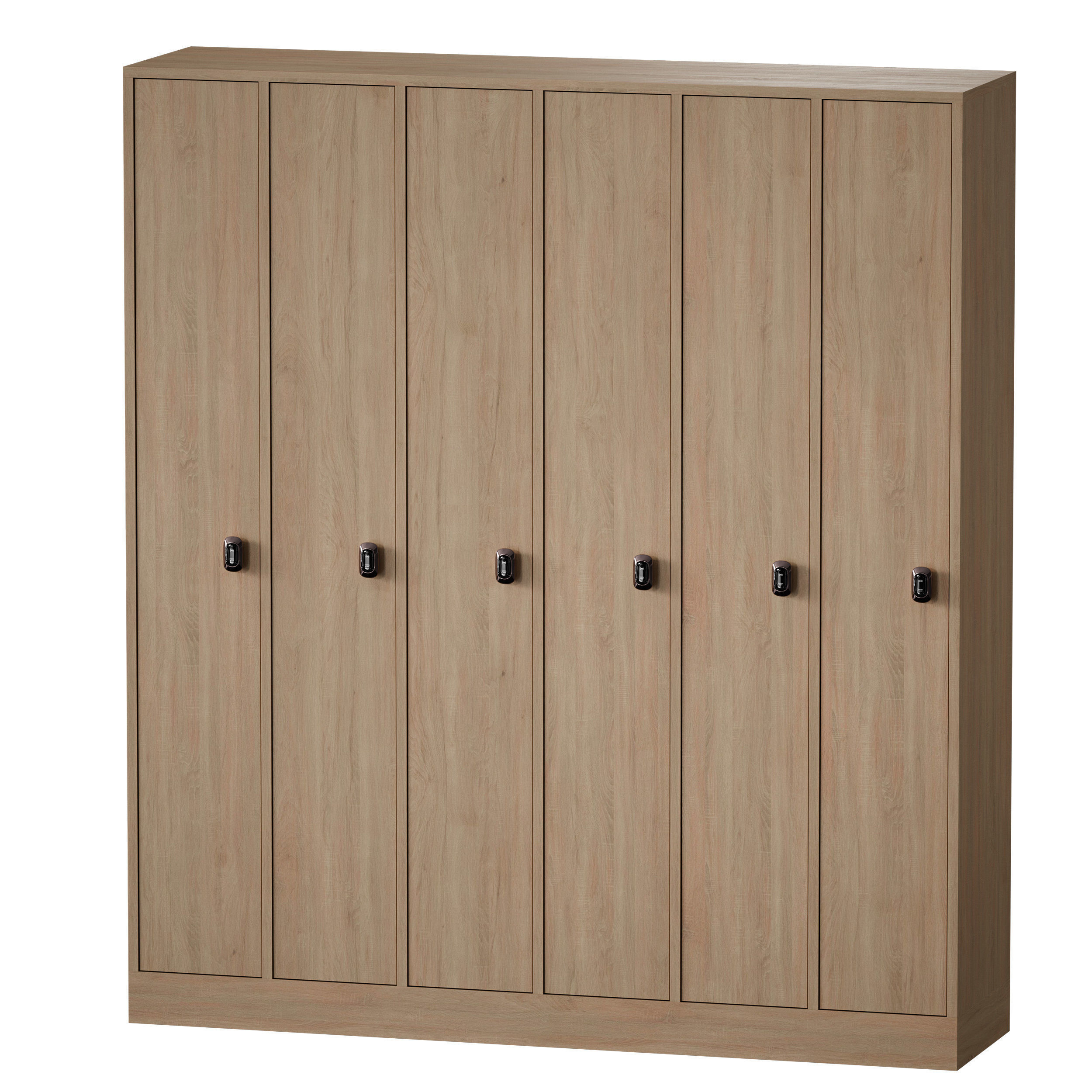 Wooden locker for changing room with electronic lock 3D model_6