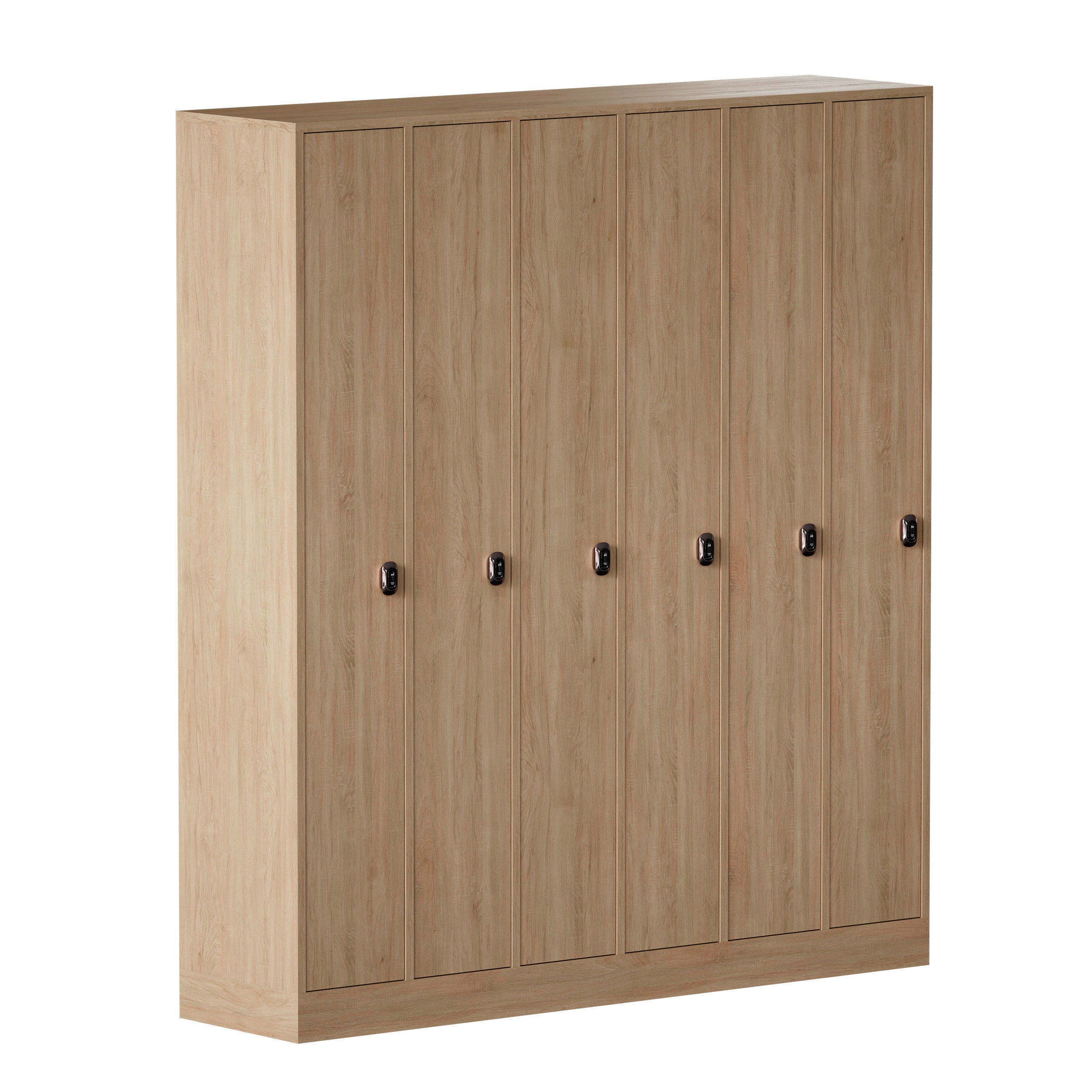 Wooden locker for changing room with electronic lock 3D model_1
