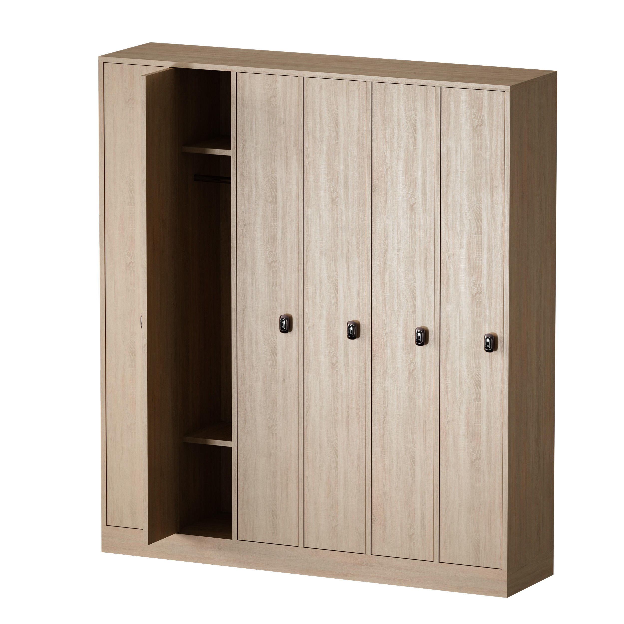Wooden locker for changing room with electronic lock 3D model_12
