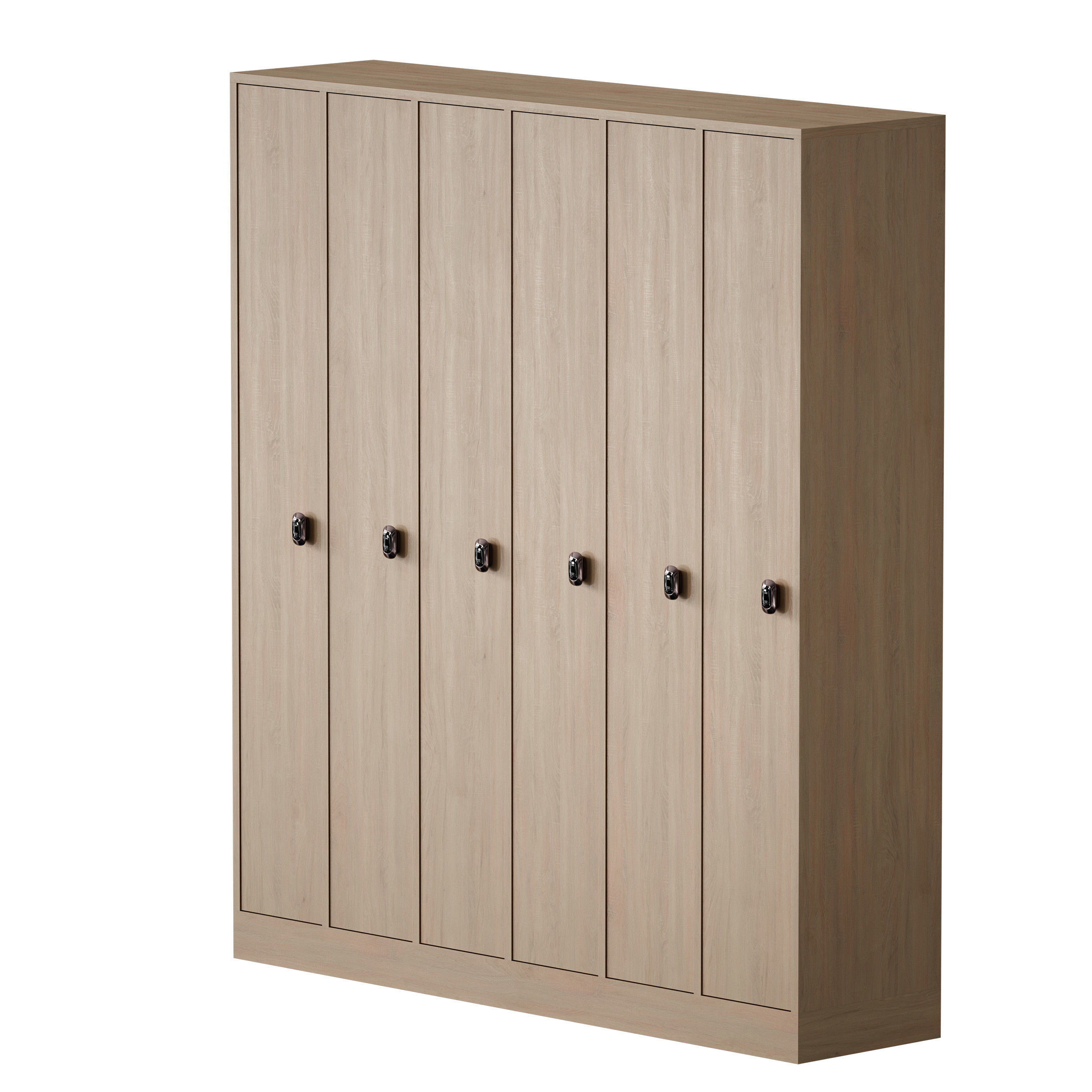 Wooden locker for changing room with electronic lock 3D model_7