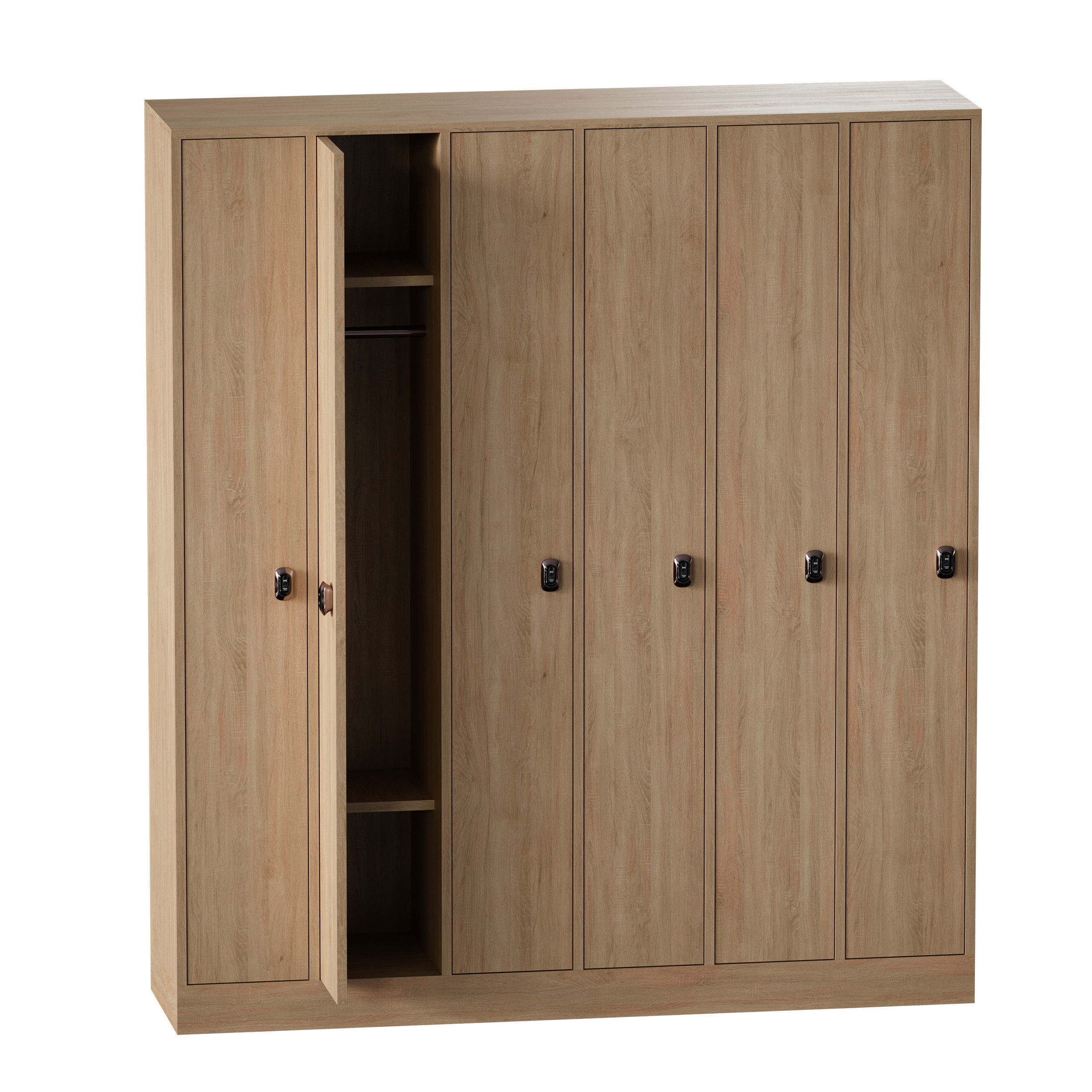 Wooden locker for changing room with electronic lock 3D model_11