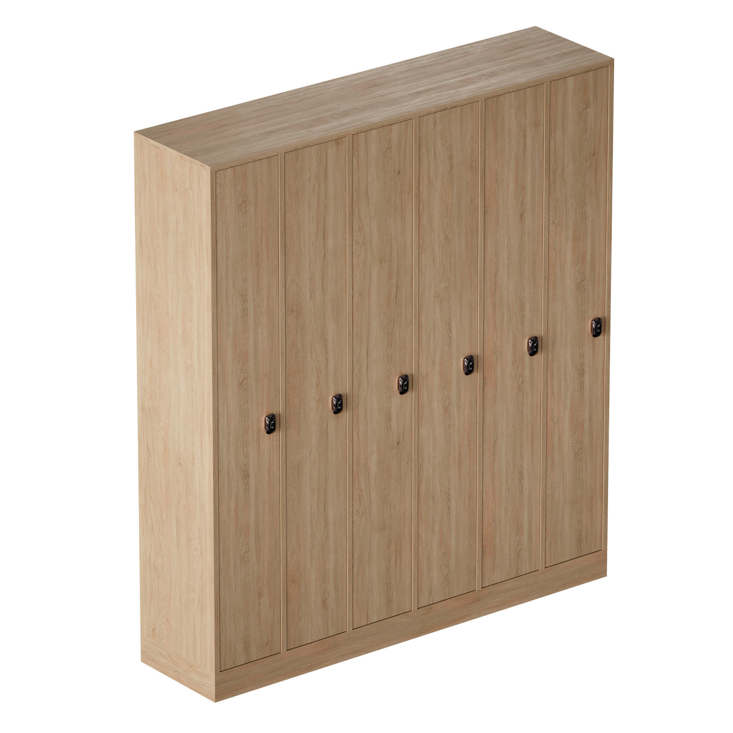 Wooden locker for changing room with electronic lock 3D model_4