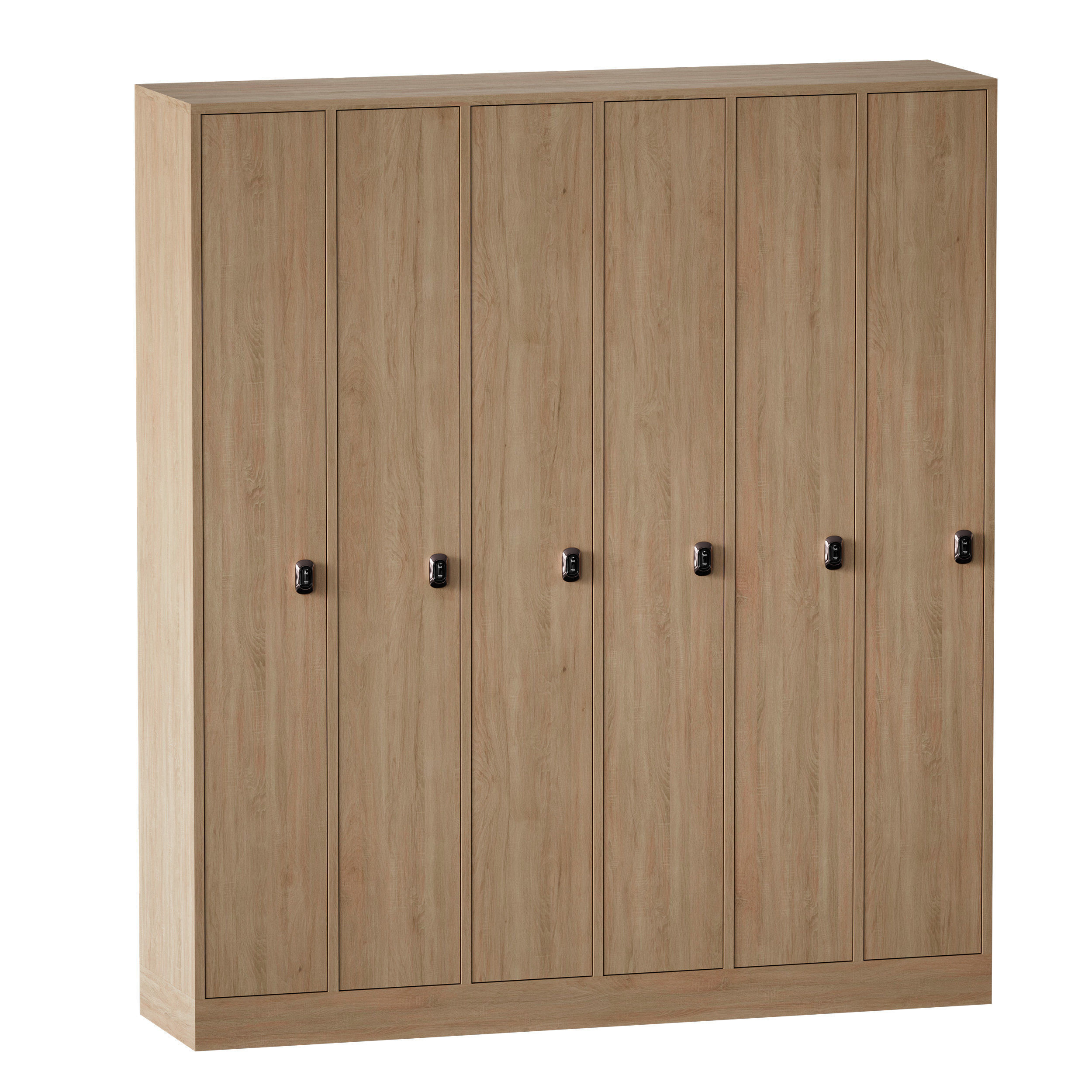Wooden locker for changing room with electronic lock 3D model_5