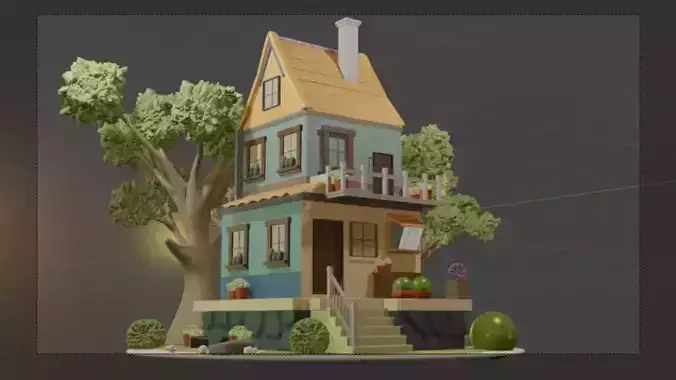 dream home low poly - 3D model Low-poly 3D model