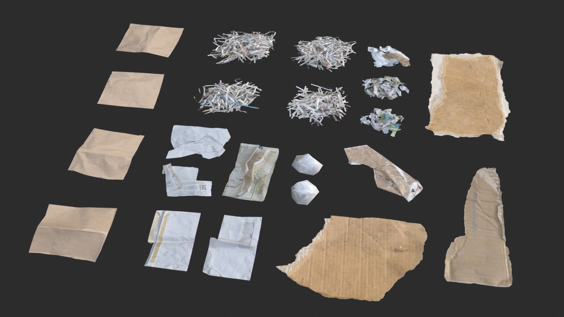 Paper Debris Set 1 Low-poly 3D model_8
