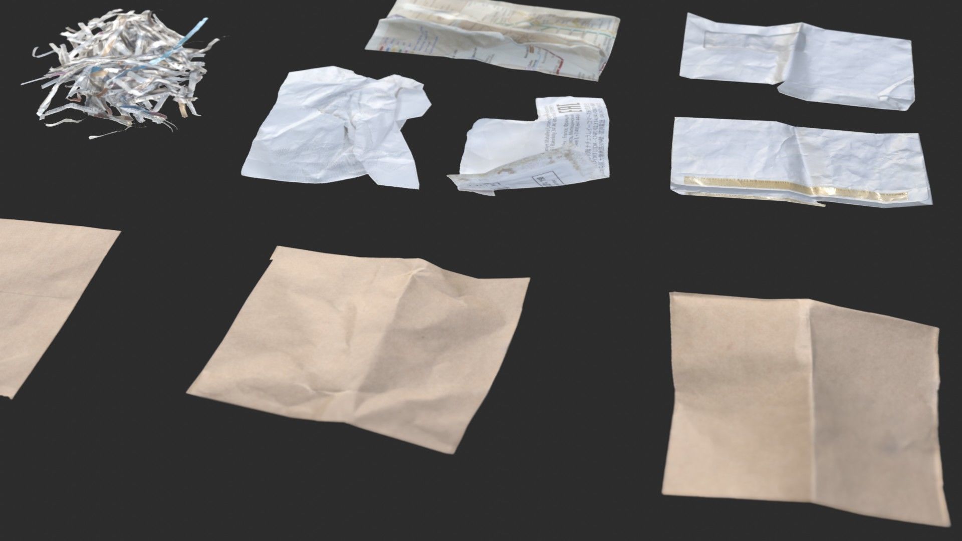 Paper Debris Set 1 Low-poly 3D model_13