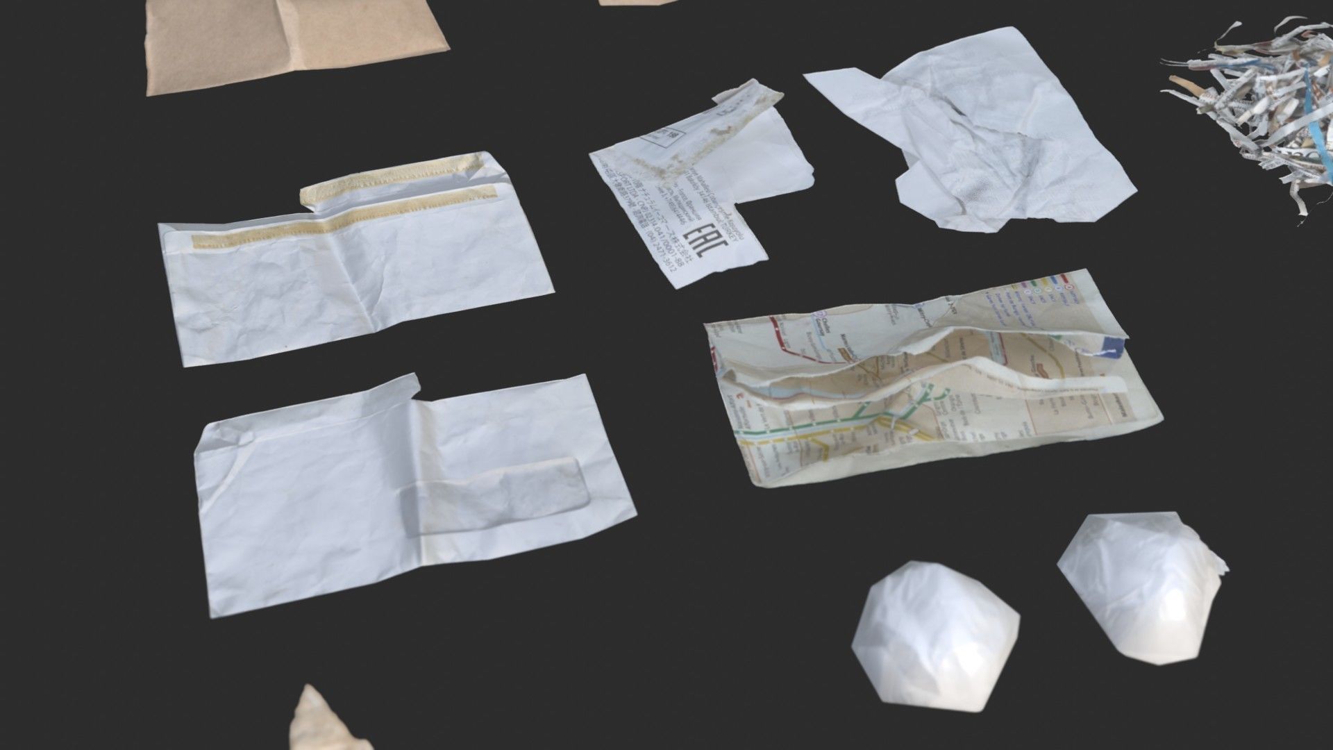 Paper Debris Set 1 Low-poly 3D model_12