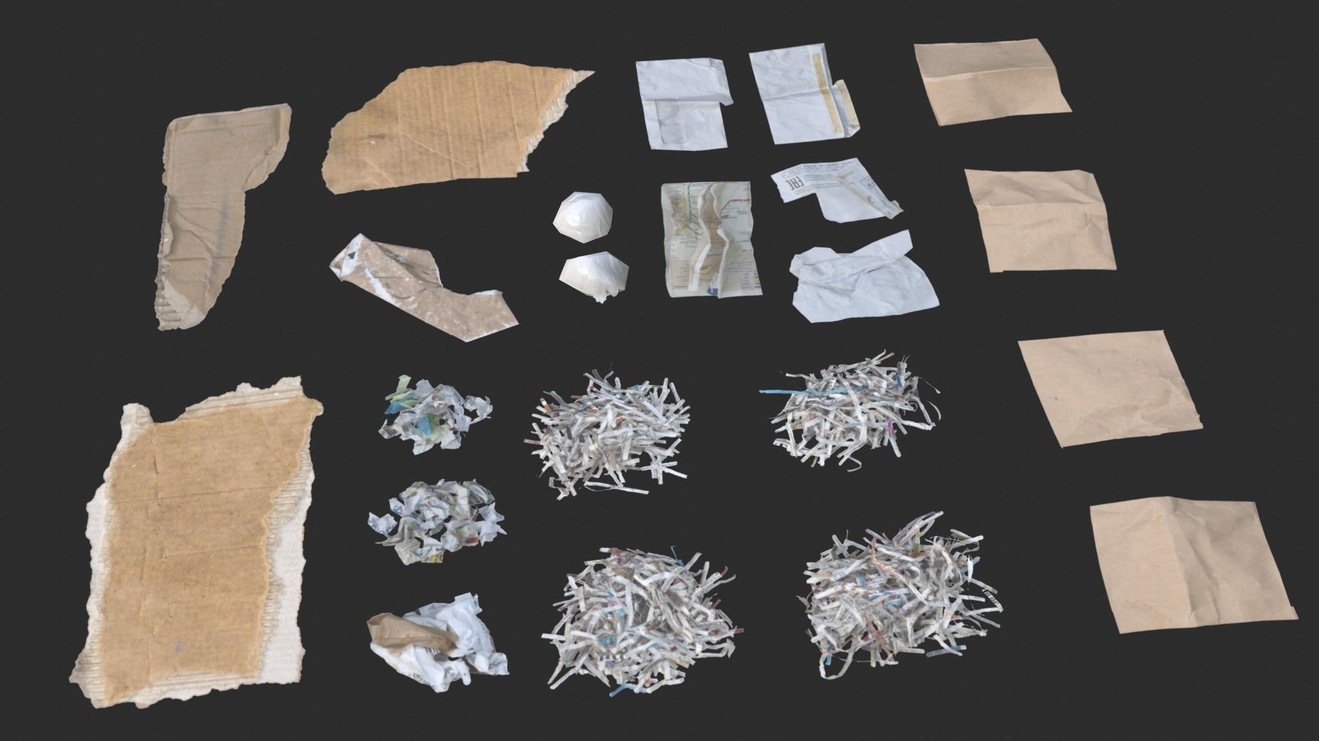 Paper Debris Set 1 Low-poly 3D model_10
