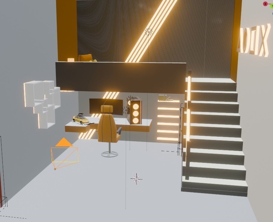 Modern Luxury Office Room 3D model_10