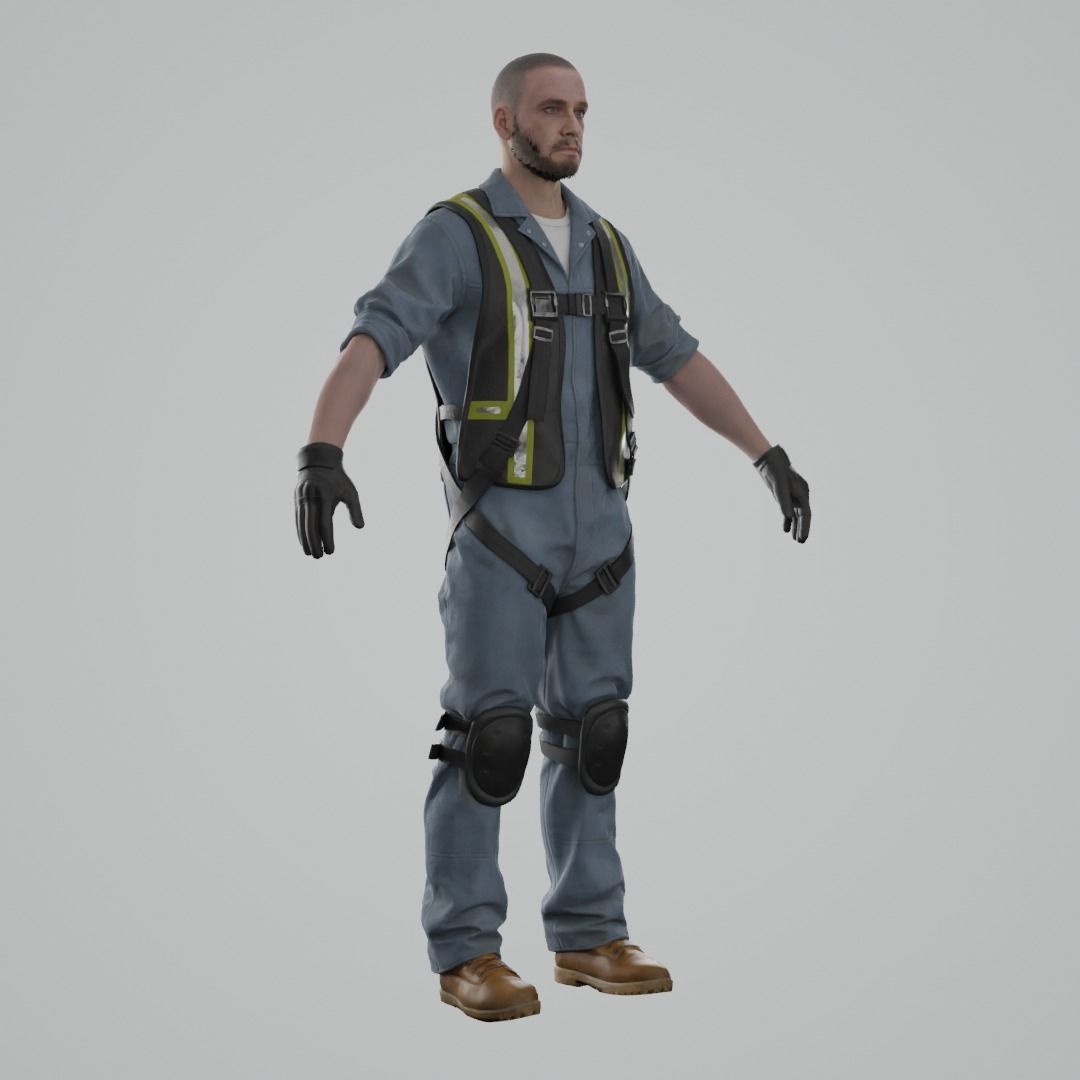 Construction Worker RIGGED 3D model_1