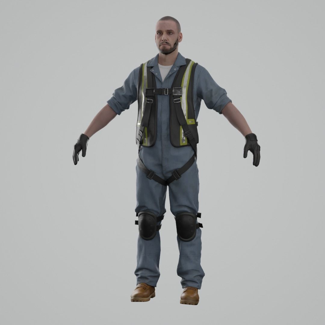 Construction Worker RIGGED 3D model_3