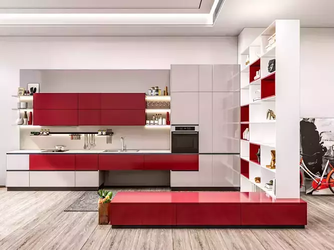 Kitchen fully parametric  Resizable manufacturable  0041 3D model
