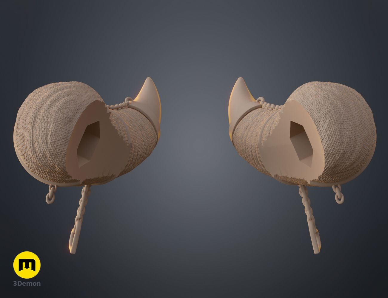 Heart Chain Horns 3D print model_16