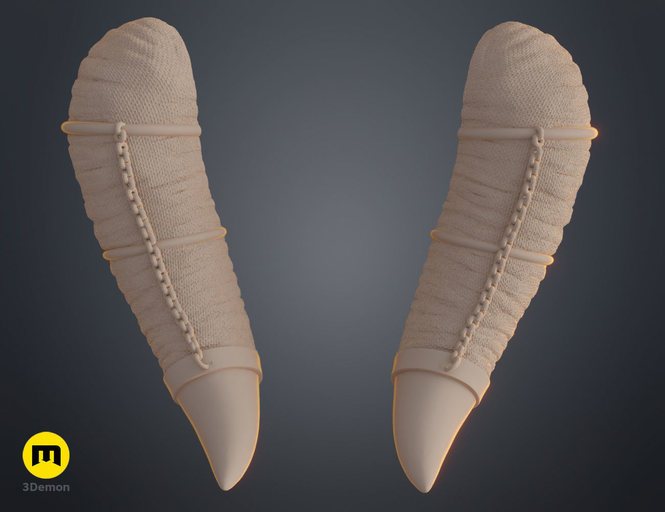 Heart Chain Horns 3D print model_7