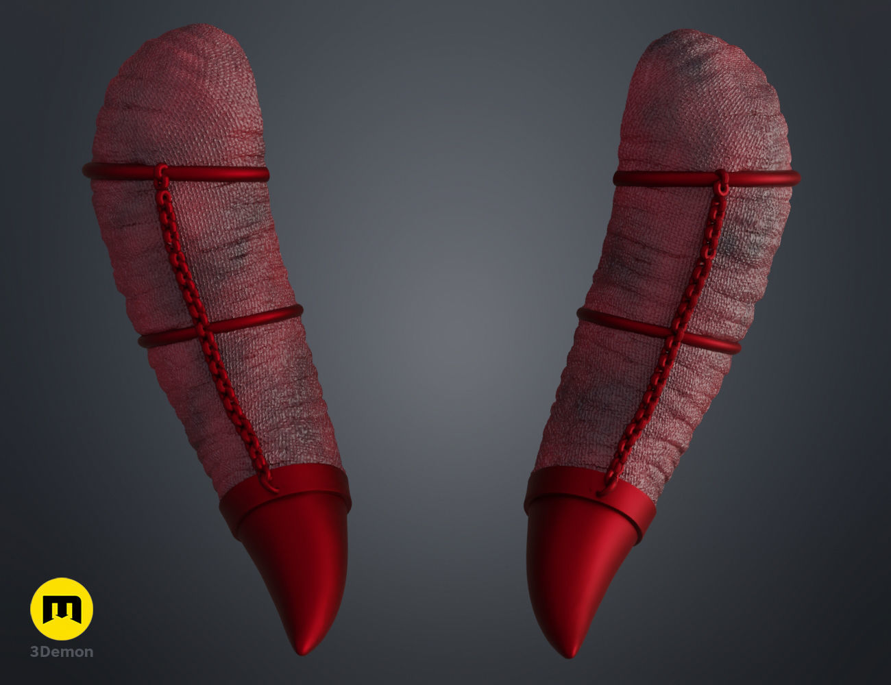 Heart Chain Horns 3D print model_9