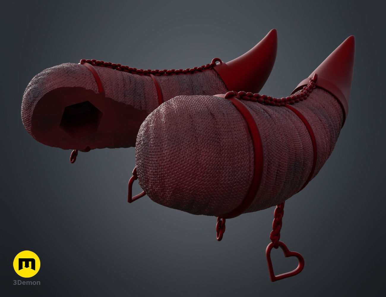 Heart Chain Horns 3D print model_15