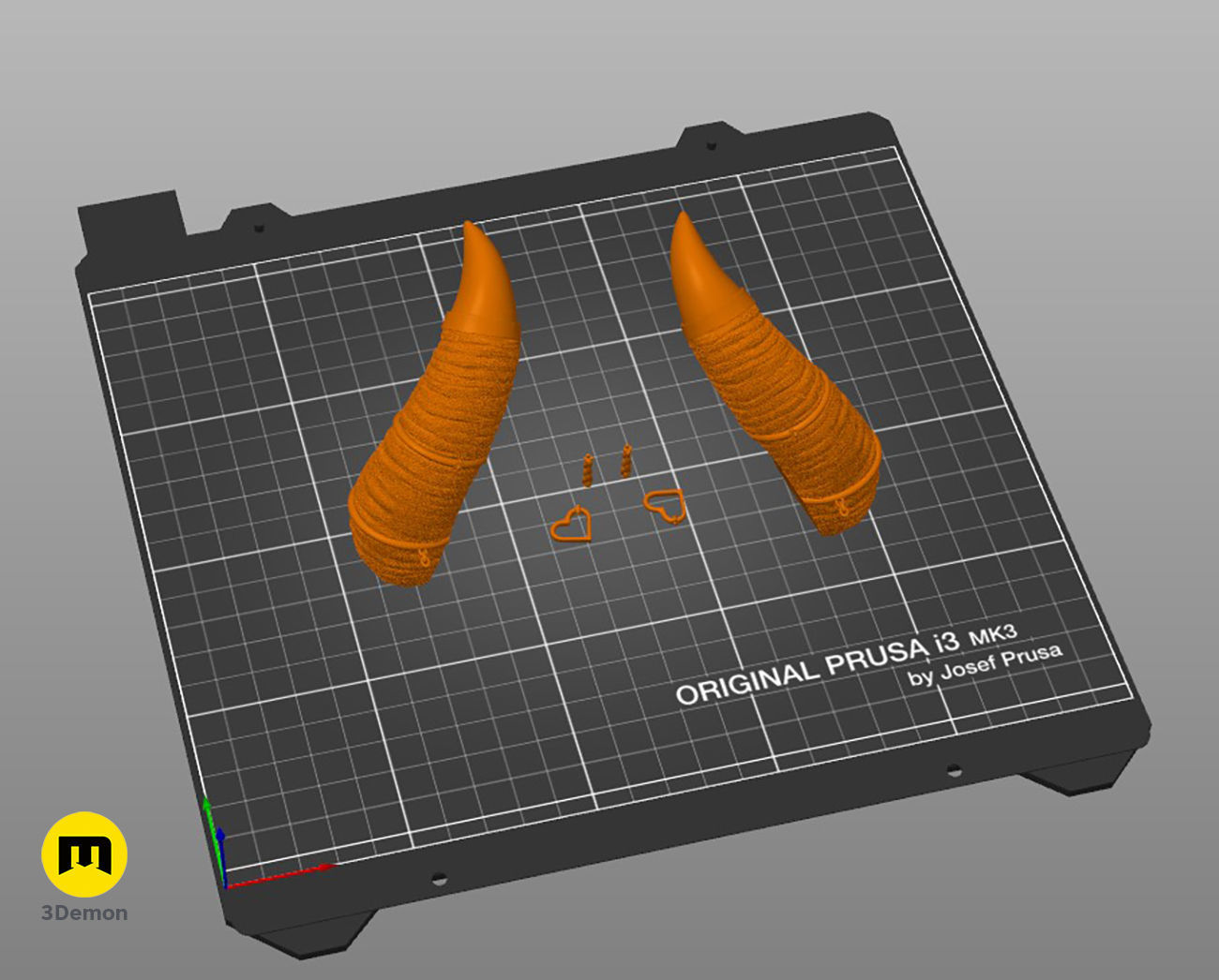 Heart Chain Horns 3D print model_4