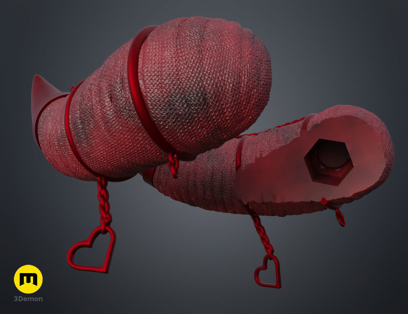Heart Chain Horns 3D print model_2