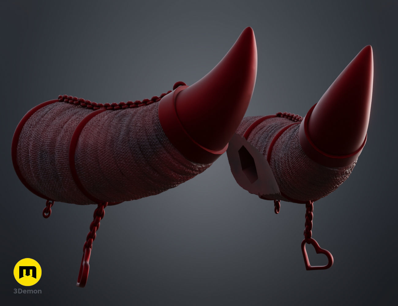 Heart Chain Horns 3D print model_1