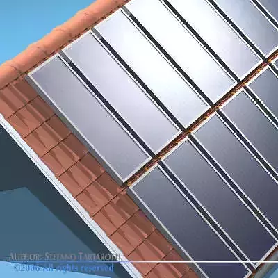 Roof with solar panels 3D model