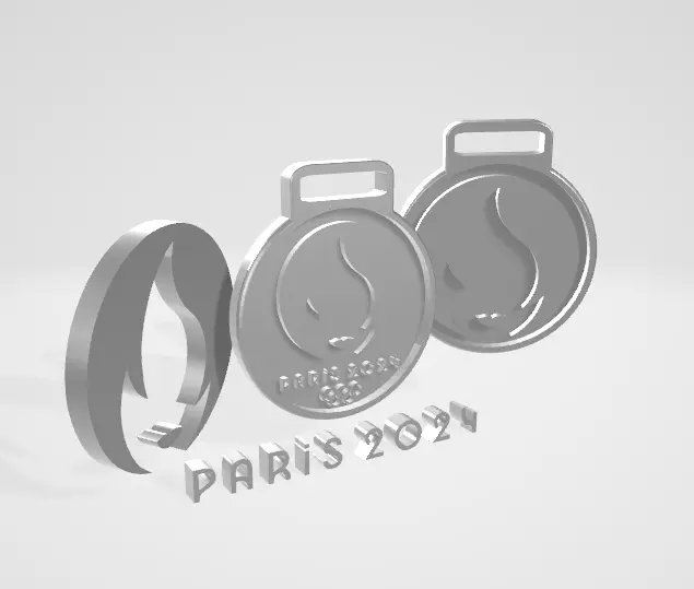 logo paris 2024 olympic game medal 3D print model