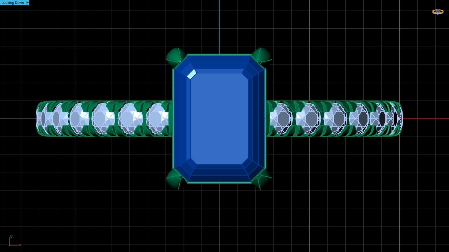 Fish Tail Ring Style Emerald 7x5 3D print model_6