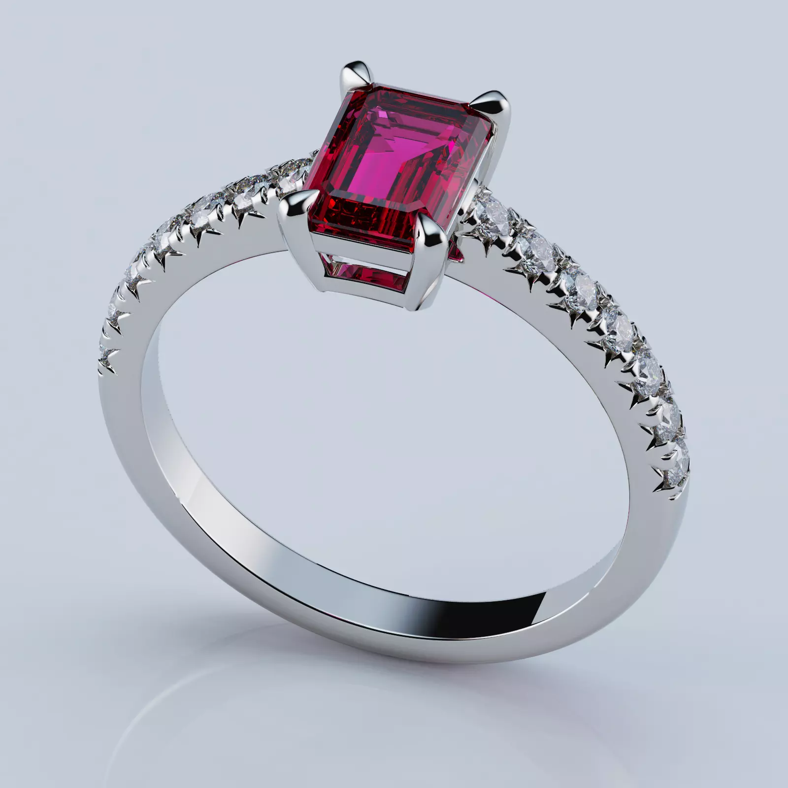 Fish Tail Ring Style Emerald 7x5 3D print model_0