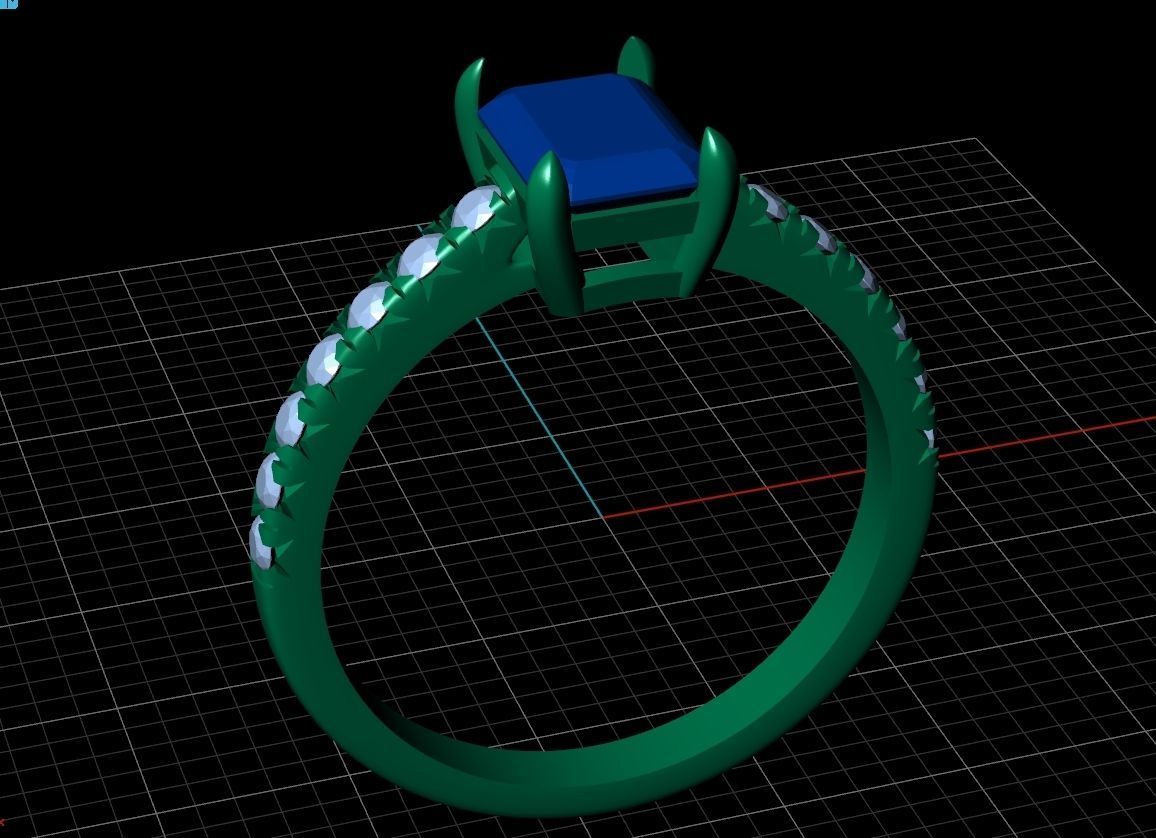Fish Tail Ring Style Emerald 7x5 3D print model_5