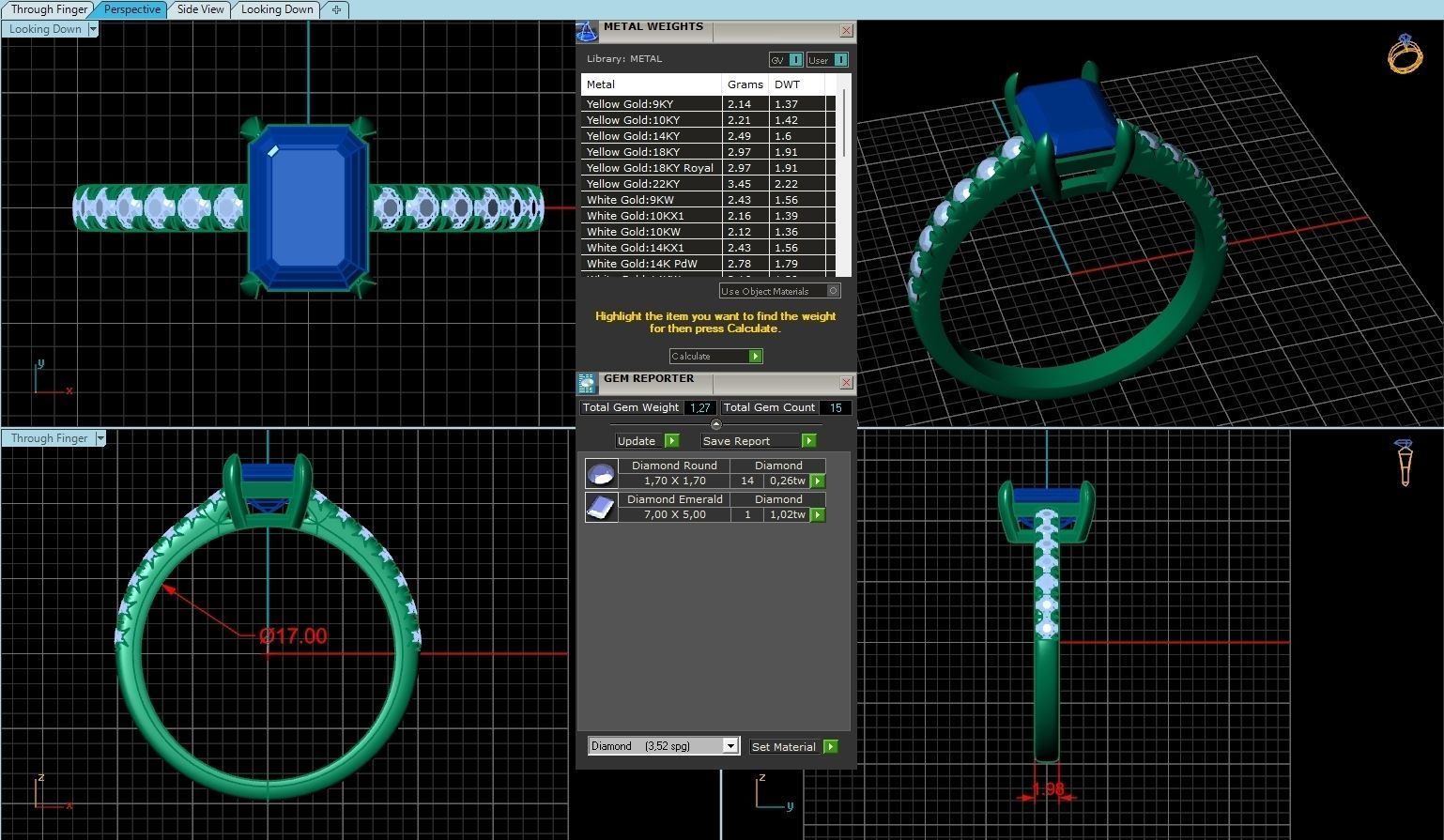 Fish Tail Ring Style Emerald 7x5 3D print model_4
