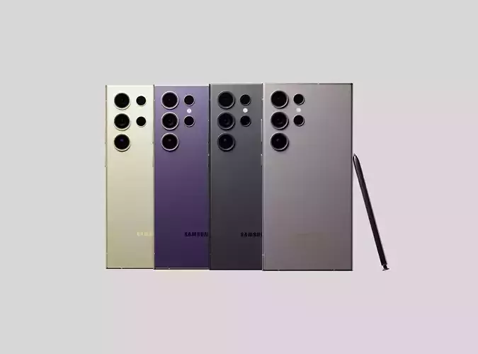 Samsung Galaxy S24 Ultra in Official Colors Low-poly 3D model