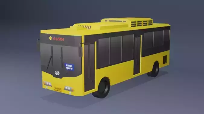 Yellow Thai bus Low poly v01 Low-poly 3D model
