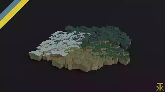 Cartoon Cubic mountains Polygonal Style