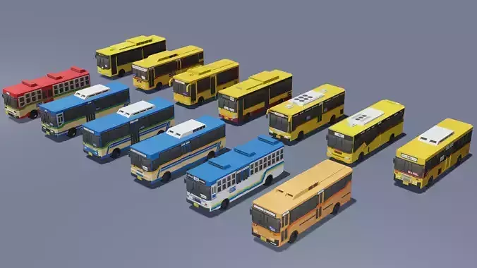 Thai bus Pack 01 3D Model Collection