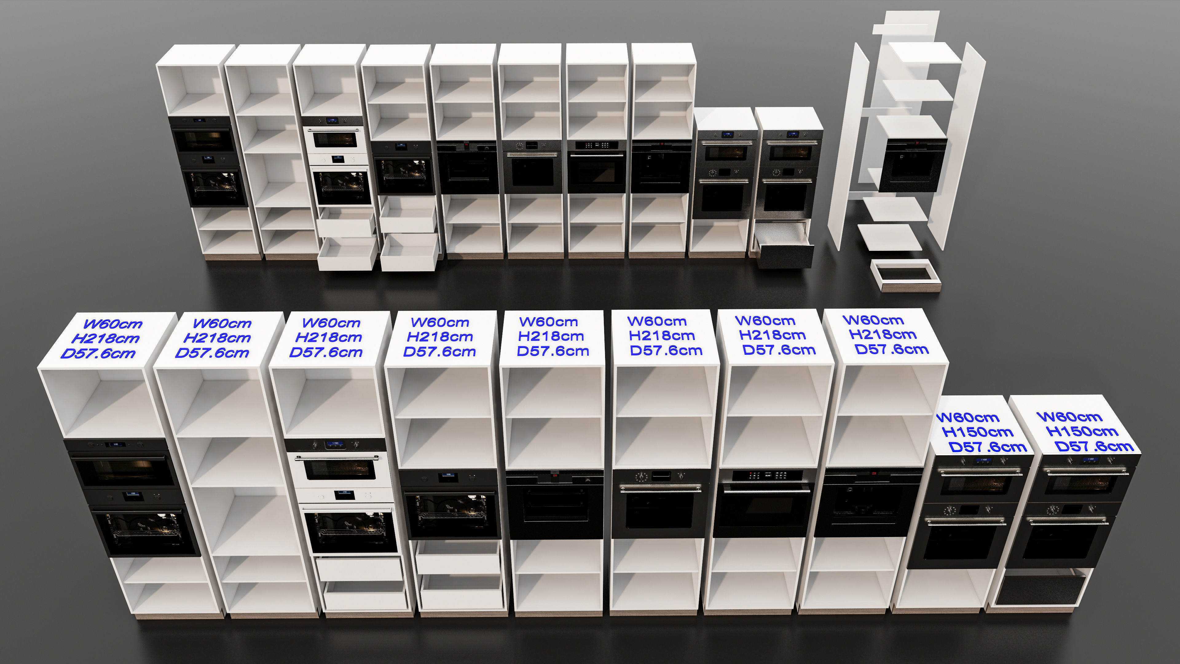 Kitchens and closets library of dynamic blocks Kitchen cabinets Low-poly 3D model_23
