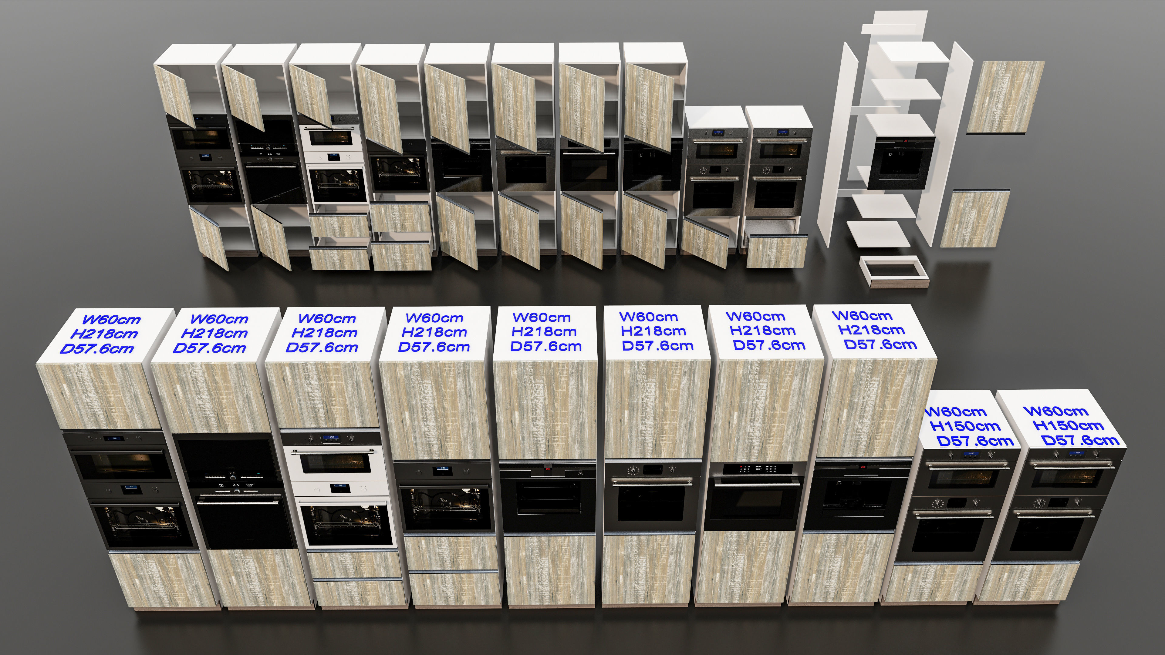 Kitchens and closets library of dynamic blocks Kitchen cabinets Low-poly 3D model_3
