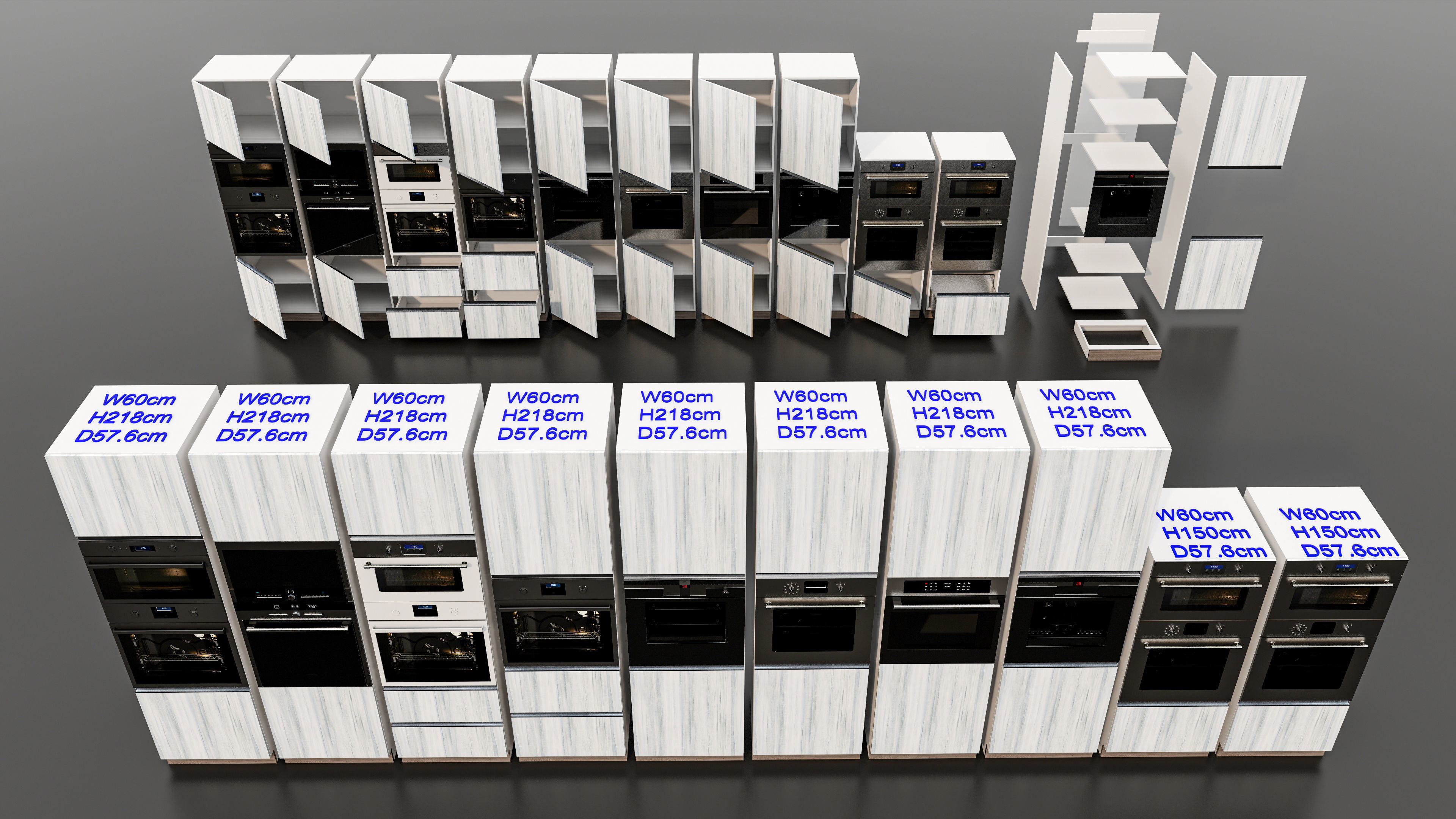 Kitchens and closets library of dynamic blocks Kitchen cabinets Low-poly 3D model_15