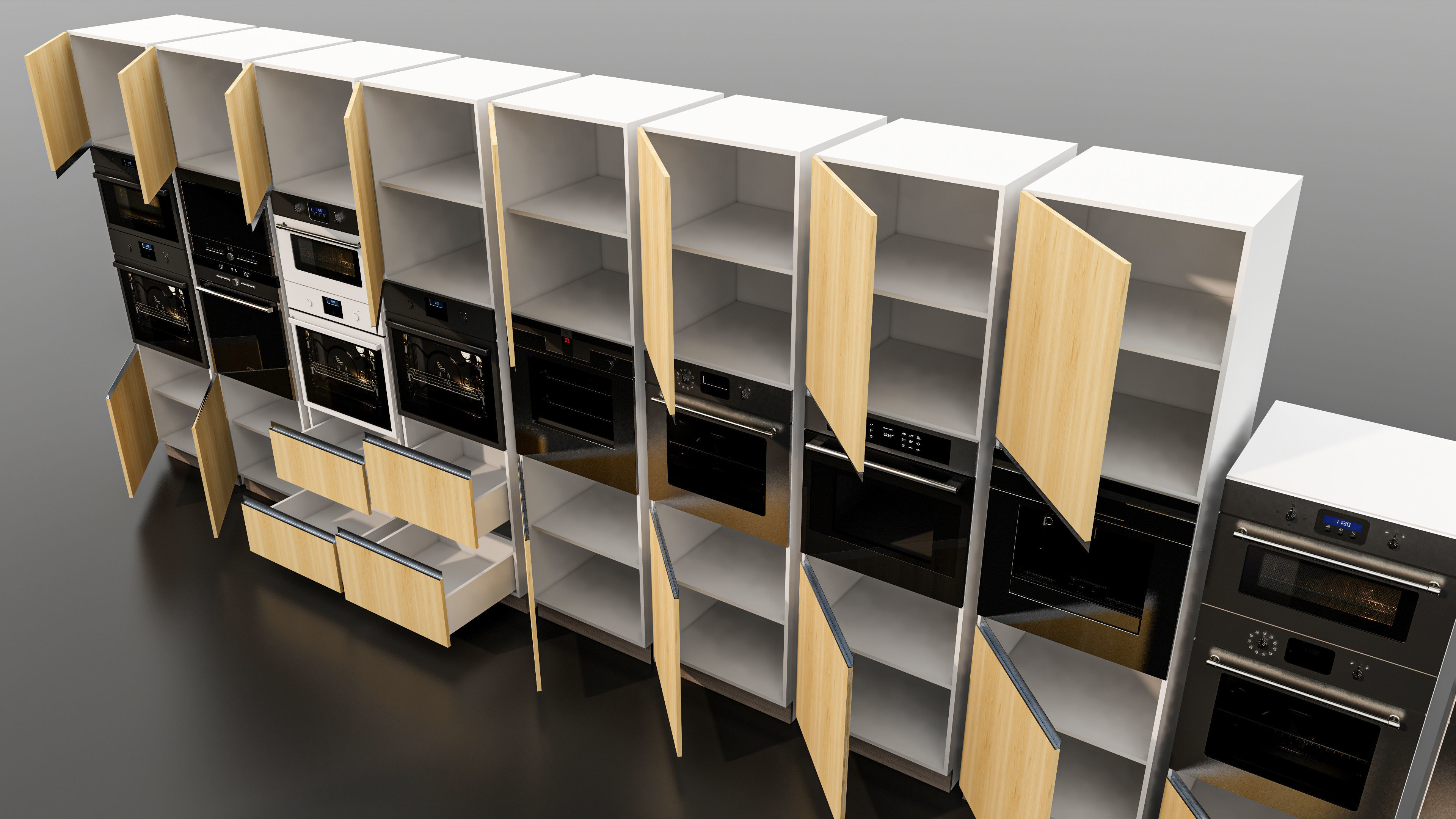 Kitchens and closets library of dynamic blocks Kitchen cabinets Low-poly 3D model_20