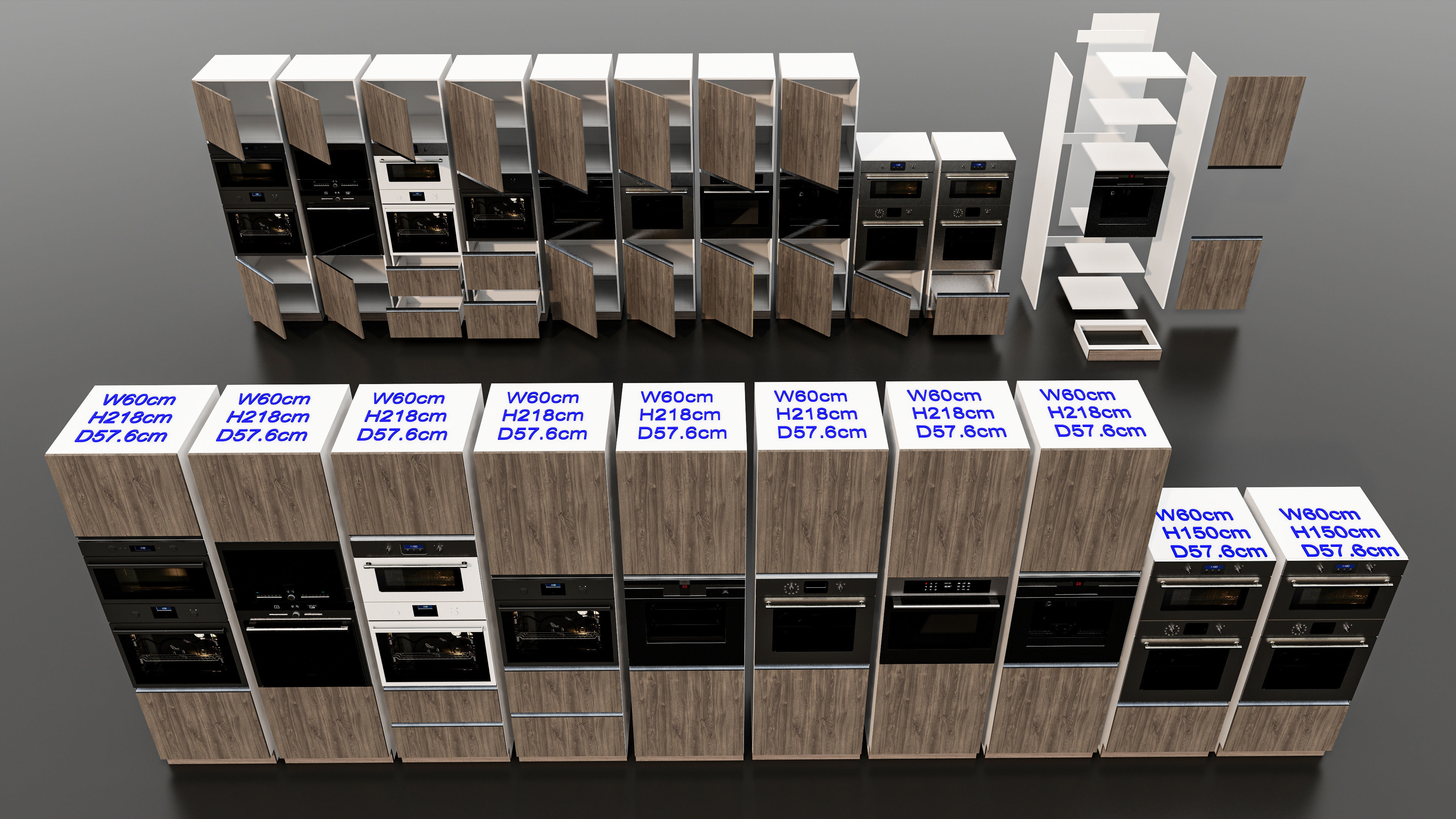 Kitchens and closets library of dynamic blocks Kitchen cabinets Low-poly 3D model_12