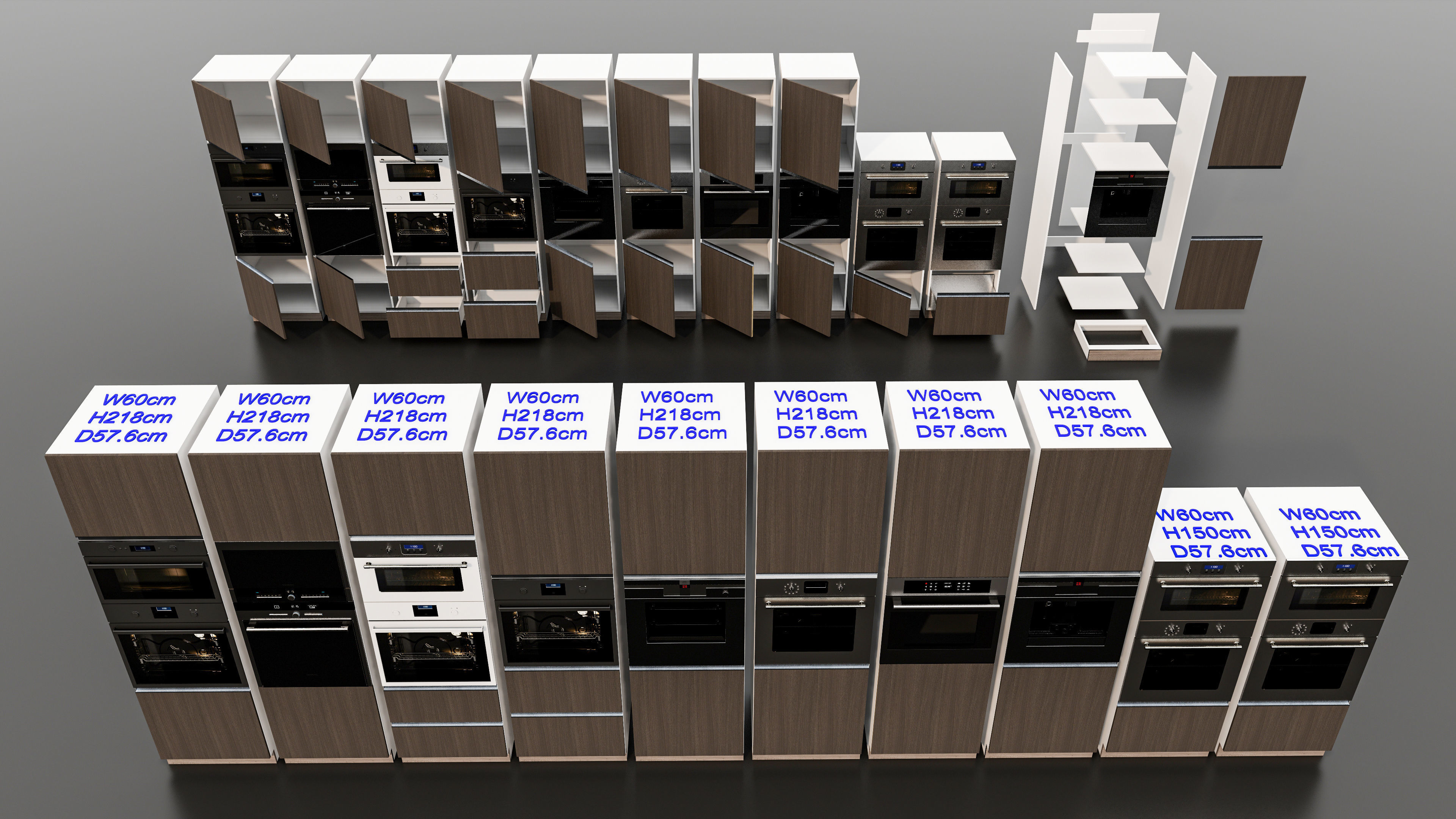 Kitchens and closets library of dynamic blocks Kitchen cabinets Low-poly 3D model_6