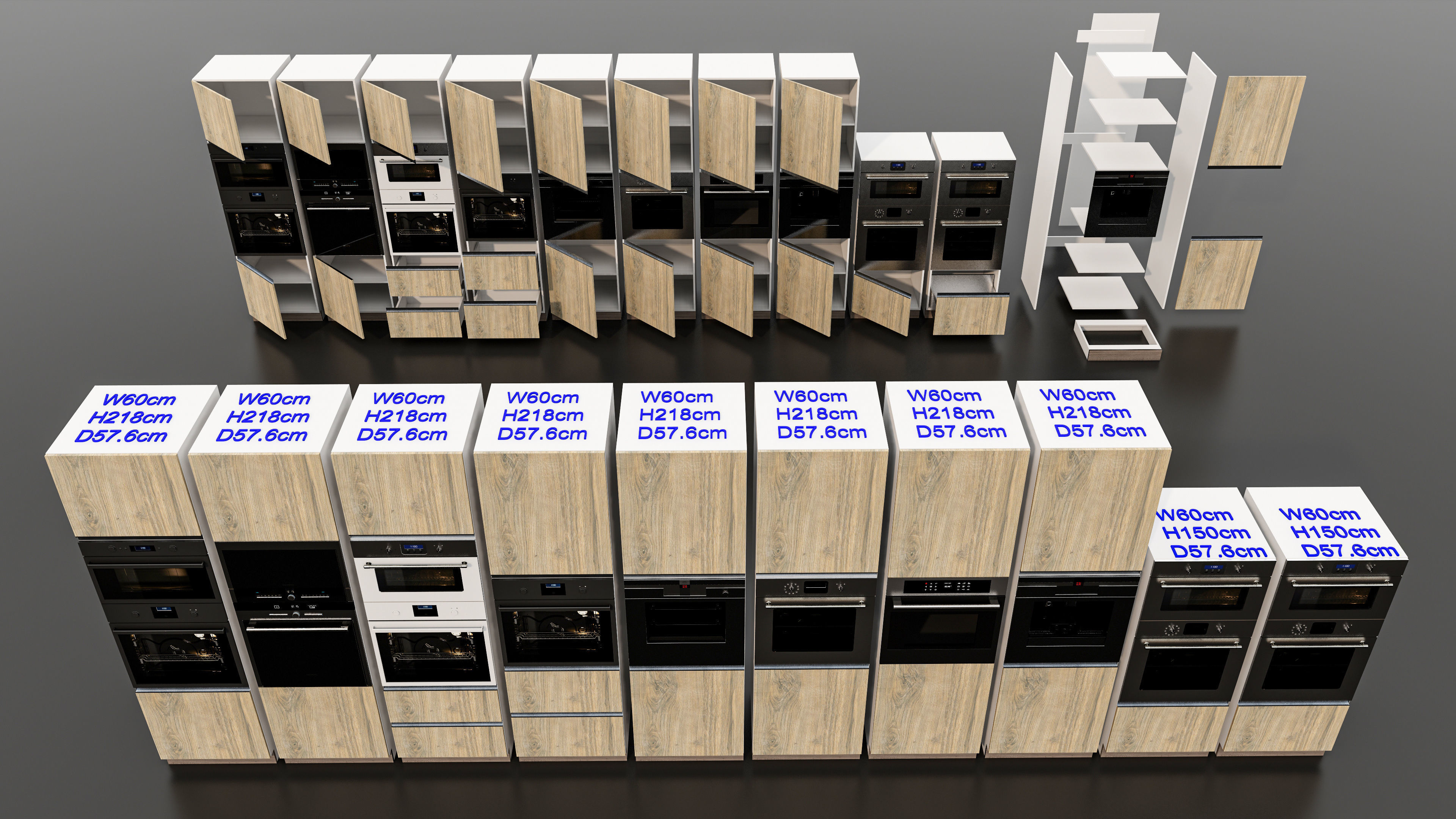 Kitchens and closets library of dynamic blocks Kitchen cabinets Low-poly 3D model_5