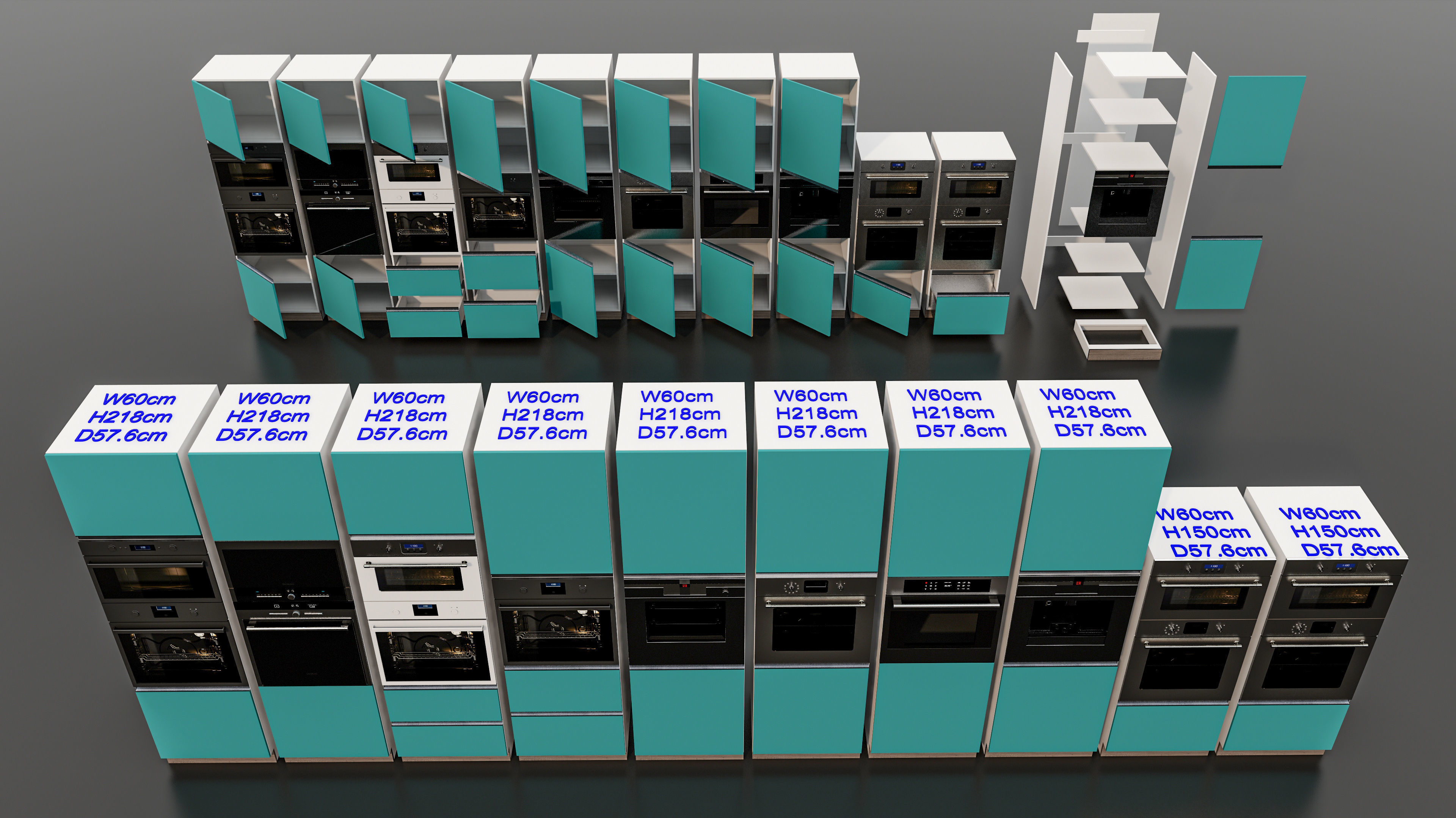 Kitchens and closets library of dynamic blocks Kitchen cabinets Low-poly 3D model_10